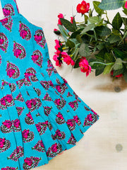 Blue Pink - Cotton Frock 1 - 2 yrs